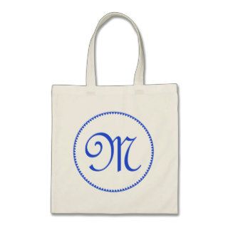 Monogram initital letter M blue hearts tote Bag