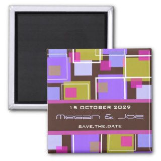Fun Retro Cubes  02 *  Save Date Date Magnet