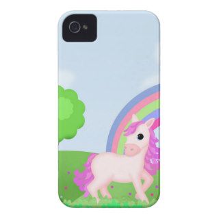 Cute Pink Pony Horse in Colorful Fields Case Mate iPhone 4 Case