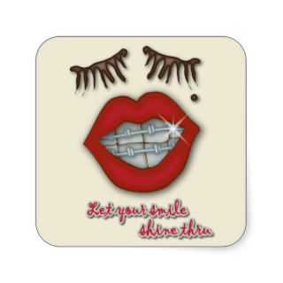 Shiny Braces, Red Lips, Mole, and Thick Eyelashes Stickers