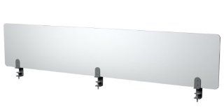 Clamp on Desk Top Divider, Frosted Acrylic Privacy Screen, 60"W x12"H  Office Furniture Partitions 