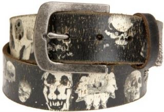 Leather Island Men's Skull with Nailhead Belt,Black/White,32 Shoes