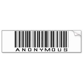 Anonymous barcode bumper sticker