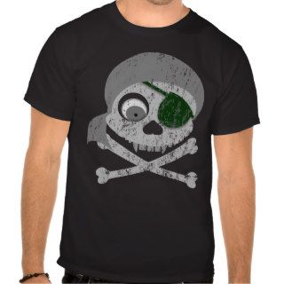 Gray Pirate Skull Distressed Women's Dark Shirts