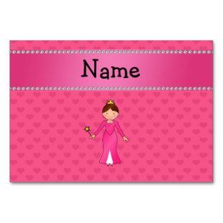 Personalized name pink princess pink hearts table card