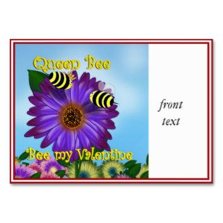 Cartoon Bees Meeting on Purple Flower Valentine Business Card