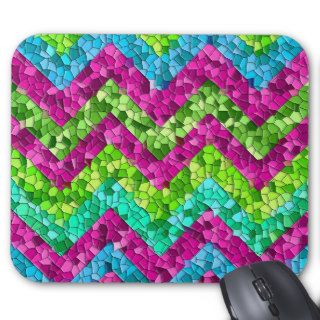 Fun and Bright Chevron Mosaic Tile Pattern Mouse Pad