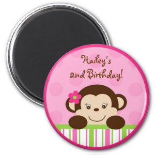 Mod Girl Monkey Party Favor Magnets