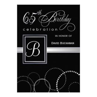 65th Birthday Party Invitations   with Monogram