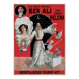 Ben Ali / Miss Helena Vintage Magic Act Poster