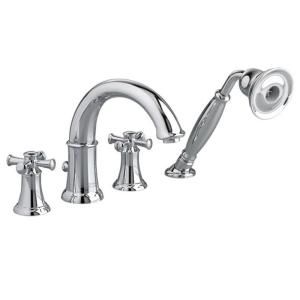 American Standard Portsmouth Deck Mount Tub Filler with Personal Shower, Cross Handles in Polished Chrome 7420.921.002