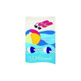 Applique Welcome Swimming Pool Mini Flag  Outdoor Decorative Flags  Patio, Lawn & Garden