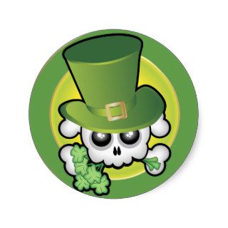 Cute Irish Skull Round Sticker