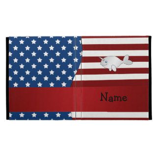 Personalized name Patriotic narwhal iPad Cases