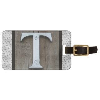 Rustic Silver Metal Steel Letter L Diamond Plate Luggage Tag