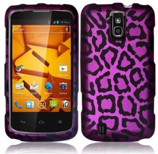 Rubberized Plastic Hard Cover Purple Leopard Snap On Case For ZTE Force N9100 (StopAndAccessorize) Cell Phones & Accessories