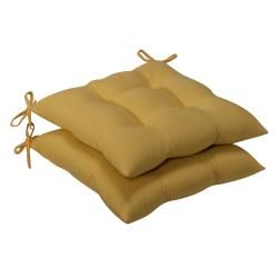 Pillow Perfect Outdoor Yellow Tufted Seat Cushions (Set of 2) Pillow Perfect Outdoor Cushions & Pillows