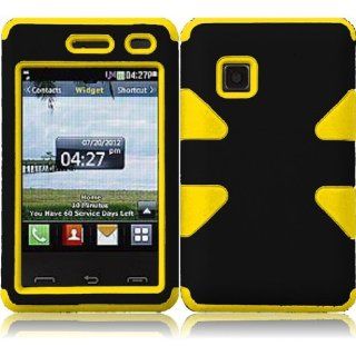For LG 840G LG840G Dynamic Hybrid Tuff Hard Case Snap On Phone Silicone Cover Black/Yellow Accessory Cell Phones & Accessories