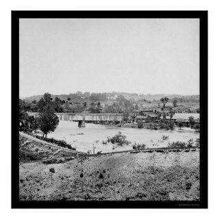 Train Bridge and Iron Works near Richmond, VA 1865 Print