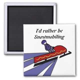 Cartoon Snowmobile with Saying Fridge Magnet