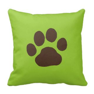 Big Dog Paw Print with Custom Background Color Pillows