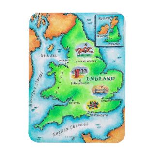 Map of England Rectangle Magnets