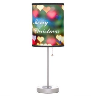 Beige candle and colourful heart bokeh Christmas Lamp