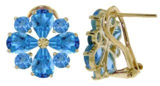 14k Gold French Clip Earrings with Genuine Blue Topaz Jewelry
