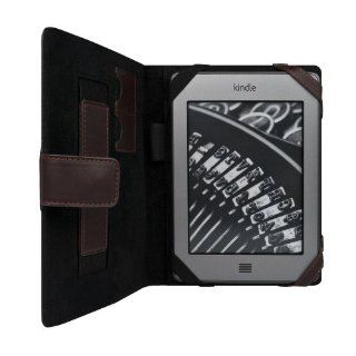 Black & Brown Stylish Melrose Leather Portfolio Cover Vangoddy Brand Dauphine Series Carrying Case with Unique Easy Elastic Efficiency Strap for New  Kindle Touch & Kindle Touch 3G Kindle Store