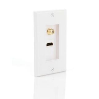 CE TECH HDMI and Coaxial Cable Combination Wall Plate   White MC8704A0122001