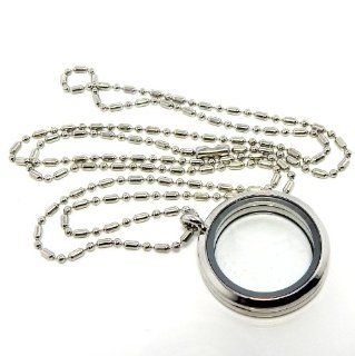 Jewelry Monster Round Floating Charm Locket with 29" Bamboo Chain Jewelry