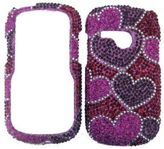 For Lg Saber Un200 Pink Heart Burst Crystal Stones Case Accessories Cell Phones & Accessories