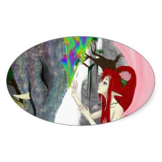 The Faerie & The Dragon Oval Sticker