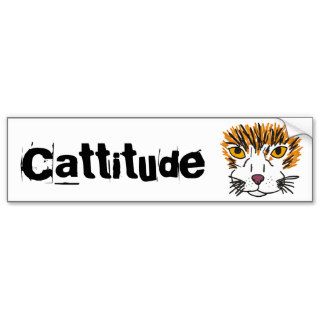 AS  Funny Cat Cartoon Cattitude Bumper Sticker