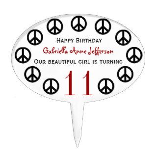Personalized Peace Sign Birthday Party Cake Topper