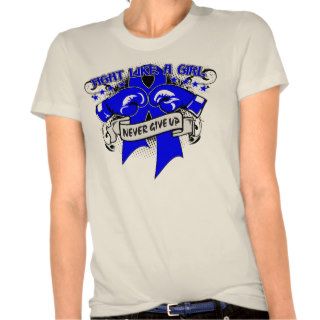 Colon Cancer Fight Like A Girl GLOVES T shirts