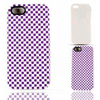 For Apple Iphone 5 Purple White Checkers Hard Soft Case Accessories Cell Phones & Accessories