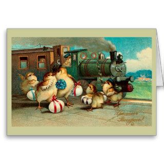 Russian Vintage Easter With Train Cards