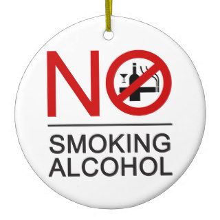 NO Smoking Alcohol ⚠ Thai Sign ⚠ Christmas Ornaments