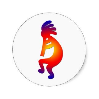 kokopelli vivid round sticker