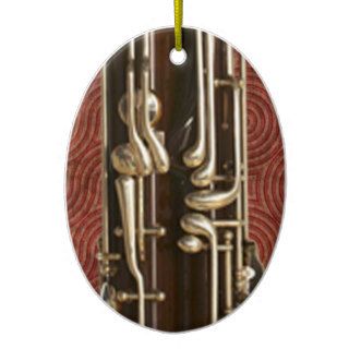 Bassoon Keys on Dark Red Christmas Ornaments