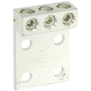 NSI Industries 3 350L4 Dual Rated Transformer Lug, 350 MCM   6 AWG Wire Range, 0.563" Mouting Hole, 3/8" Hex Size, 2.94" Width, 1.38" Height, 4.31" Length Terminals