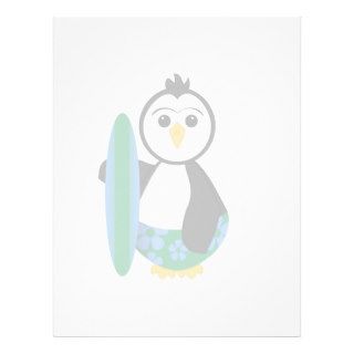 Cute Surfer Penguin Letterhead Template