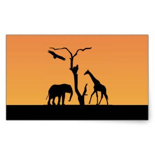 Elephant & Giraffe silhouette sunset stickers
