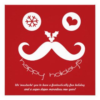 Your Own Mustache Smiley Face Holiday Greetings Announcement