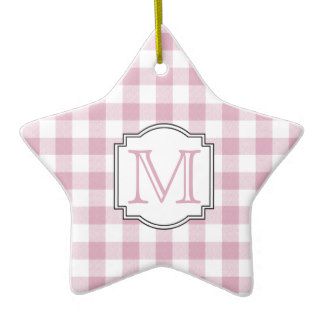 Pink and White Plaid Monogram Ornament