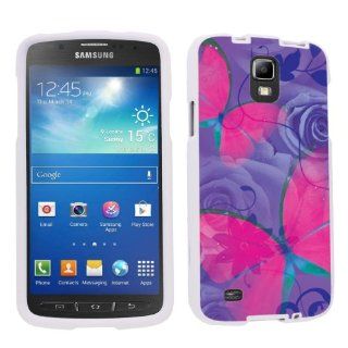 Samsung Galaxy S4 Active SGH i537 (AT&T) White Protection Case   Pink Butterfly By SkinGuardz Cell Phones & Accessories