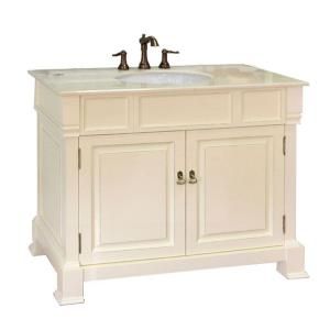 Bellaterra Home Olivia 42 in. W x 35 1/2 in. H Single Vanity in Cream White with Marble Vanity Top in Cream 205042 CR