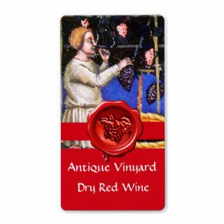 OLD GRAPE VINEYARD HARVEST RED WAX SEAL RIBBON PERSONALIZED SHIPPING LABELS