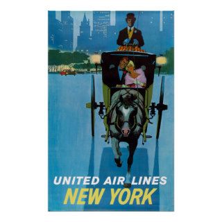 New York City ~ Vintage Horse & Carriage Travel Poster